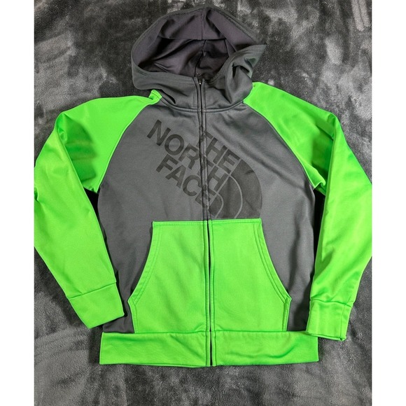 The North Face Other - The North Face Full Zip Hoodie Jacket Warm Fleece Green Black Boys MEDIUM 10-12